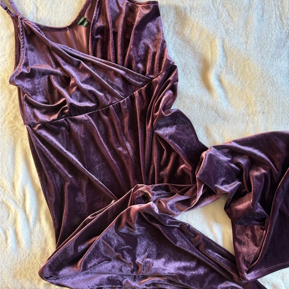 Wild Fable Velvet Jumpsuit Deep Purple